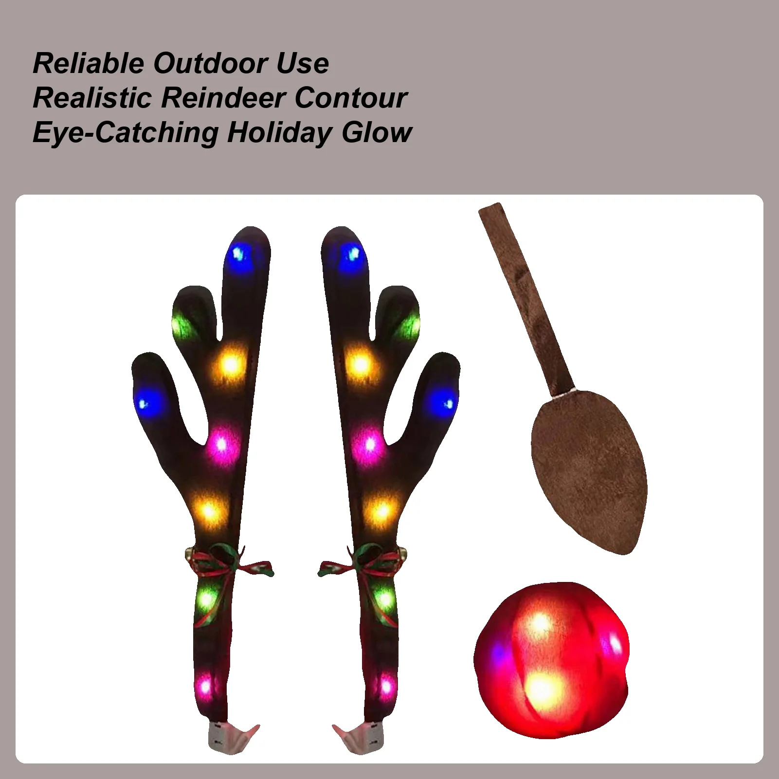 

Car Reindeer Antlers LED Antler With Nose Christmas Car Exterior Decoration With Tail For Automotive Truck Vehicle SUV Exterior