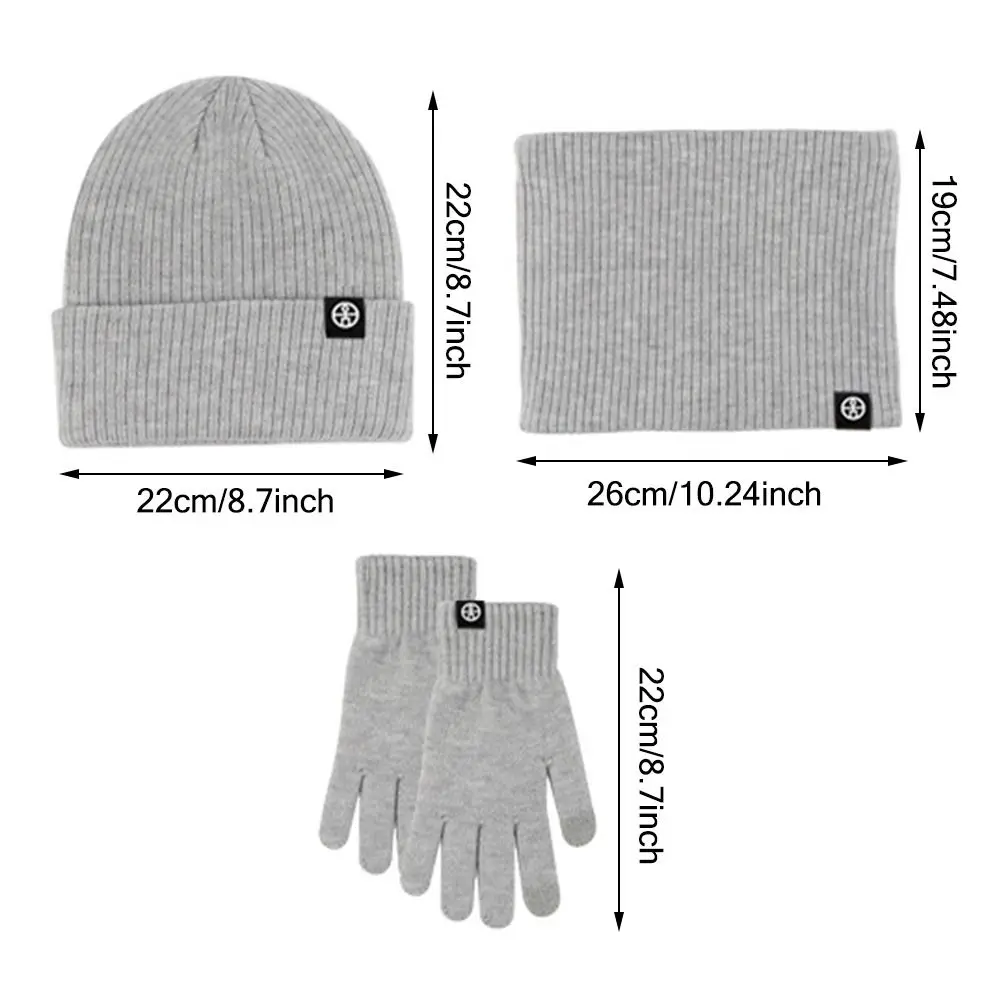 Winter Beanie Hat Scarf Gloves, Warm Fleece Knit Winter Hats Touch Screen Gloves Neck Scarf Set Winter Gifts for Women Men