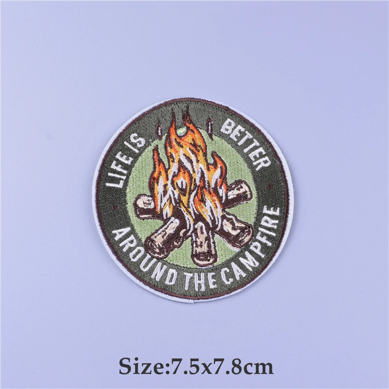 Outdoor Adventure Mountain Patches for Clothing Thermoadhesive Camping Travel Iron on Patch Fusible Embroidered Landscape Patch