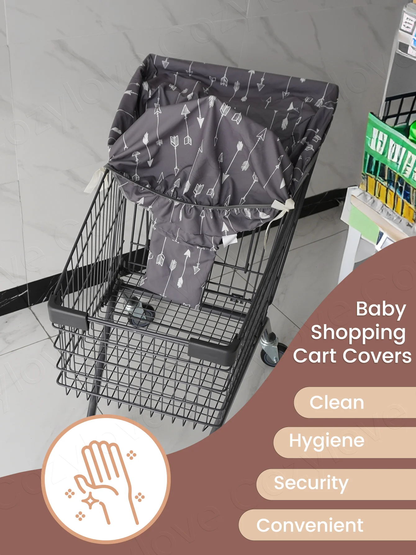 Waterproof Baby Shopping Cart Seat Cover Anti-Dirt Portable Travel Protector for Supermarket Carts & Public High Chairs