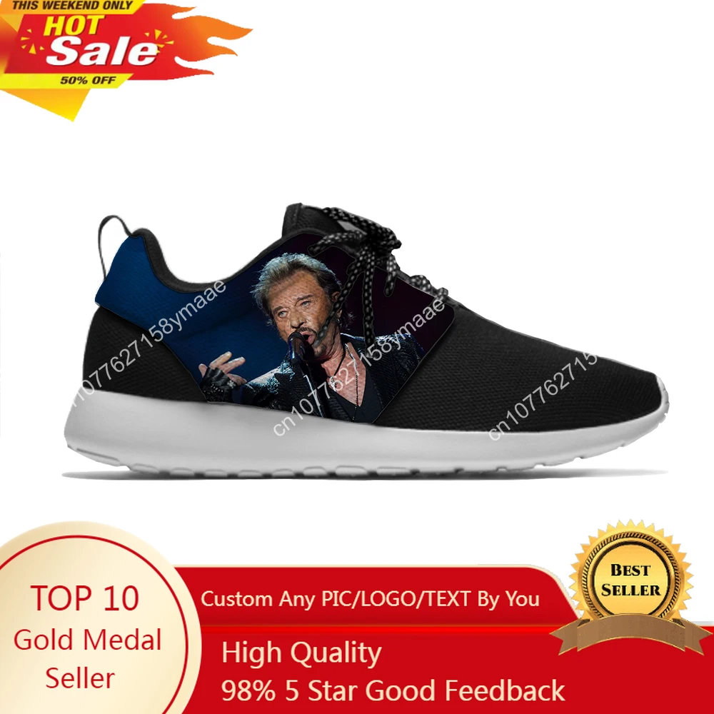 Hot Frech Star Johnny Hallyday 3D Print Novelty Design Lightweight Sport Running Mesh Shoes Men Women Casual Breathable Sneakers