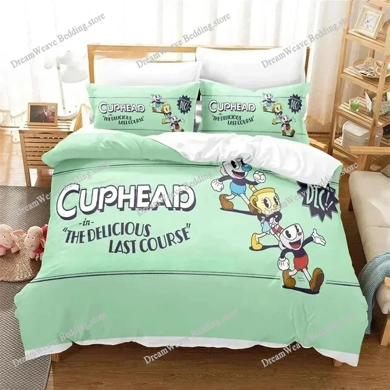 

Cuphead Show Bedding Set Single Twin Full Queen King Size Bed Set Adult Kid Bedroom Duvet Cover Sets 3D Print Game Bed Sheet Set