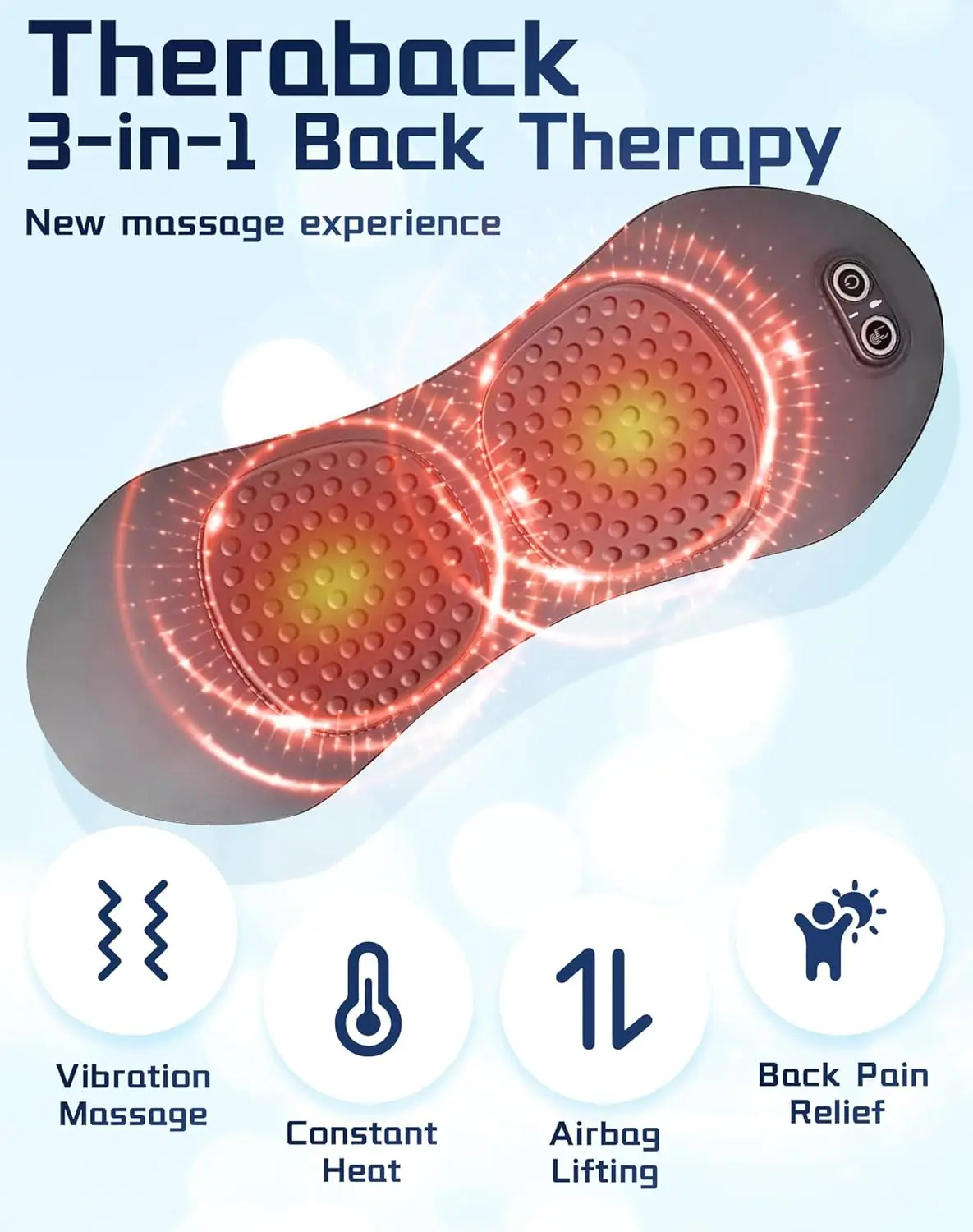 Back Massager  3-in-1 Design with Vibration Back Pain Relief, 135° Ergonomic Contour, Skin-Friendly Fabric & One-Touch Control