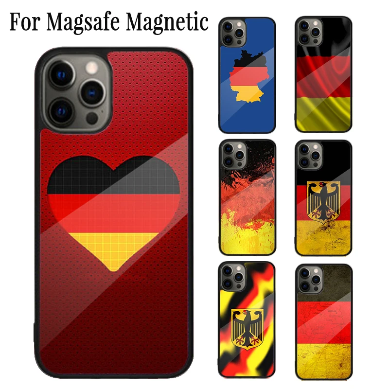 Germany Flag National Emblem Magnetic Phone Case Coque For iPhone 16 15 14 Plus 13 12 Mini 11 Pro Max Magsafe Wireless Charging