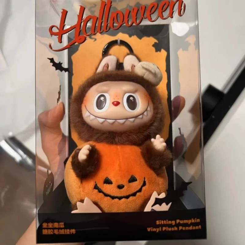 15cm New The Monsters Labubu Halloween Limited Edition Vinyl Doll Pumpkin Pendant Labubu Anime Figure Collection Decoration Gift