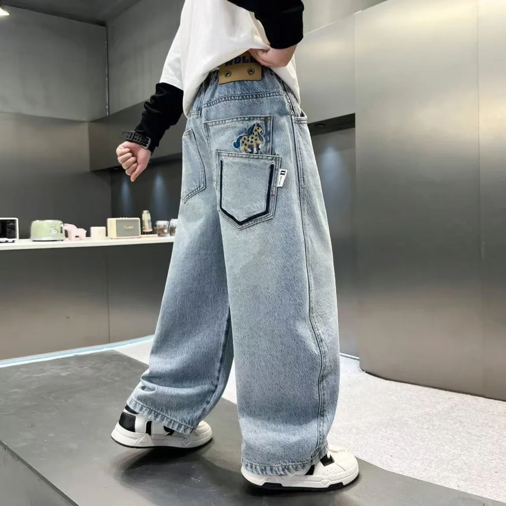 

Boys' Jeans 2026 New Spring and Autumn Collection Mid Size Boys'Outfit Cool and Trendy Pants 5 9 11 13 15Y