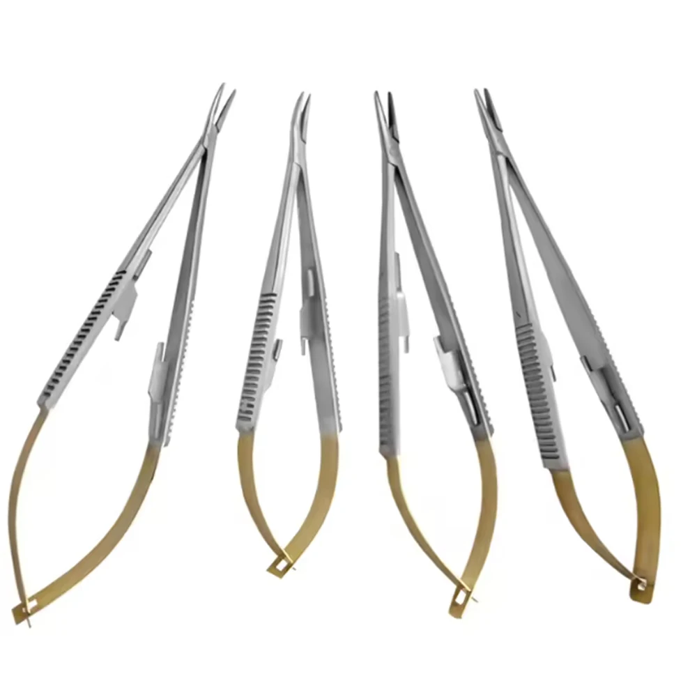 

Dental Castroviejo Needle Holder with Lock 14 16cm Straight Curved for Matrix Band Placement Tweezer Forceps Dentist Tool