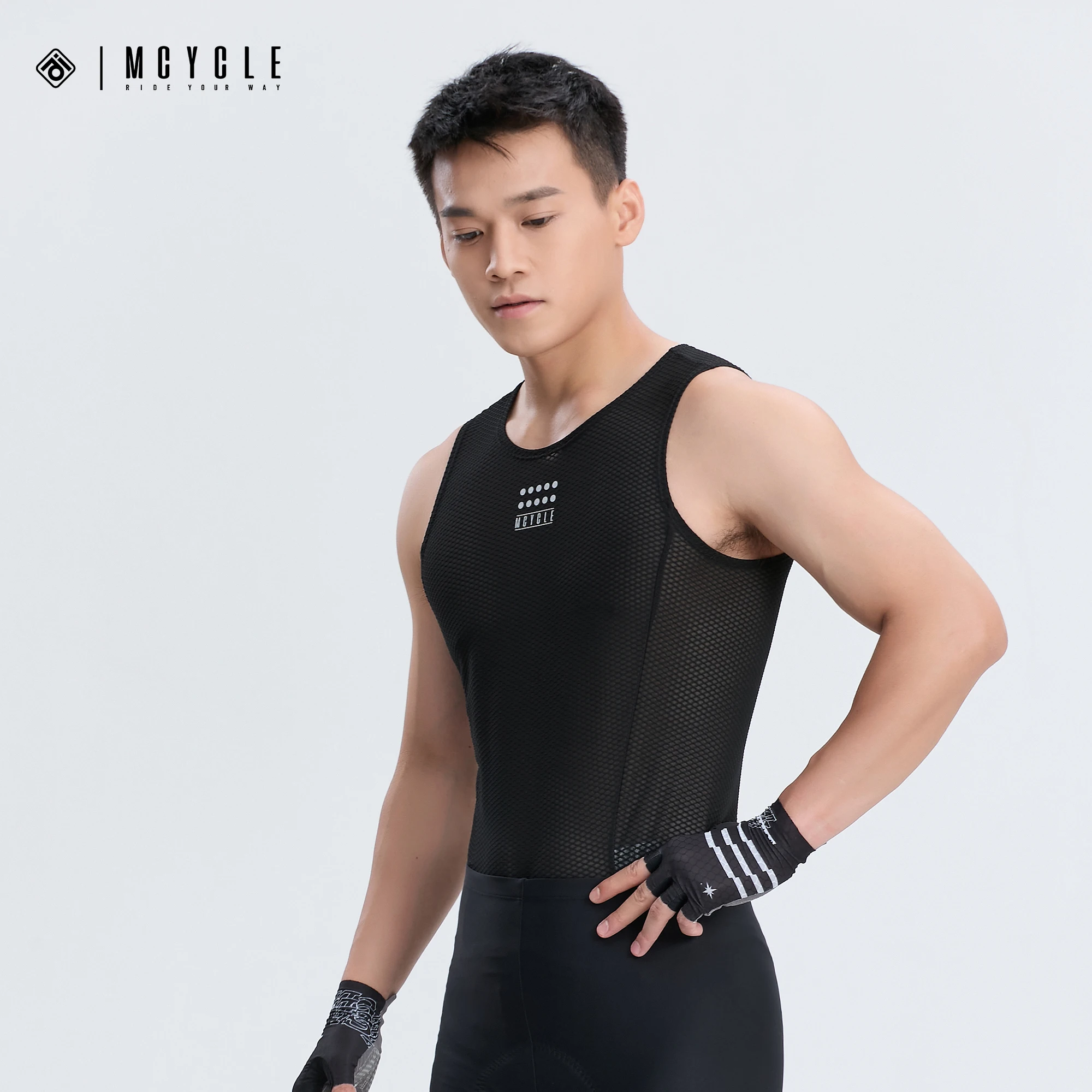 Mcycle Men's Black Sport Gilet Base Layer Quick Dry Sport Running Undershirt High Elasticity Wicking Sleeveless Cycling Vest