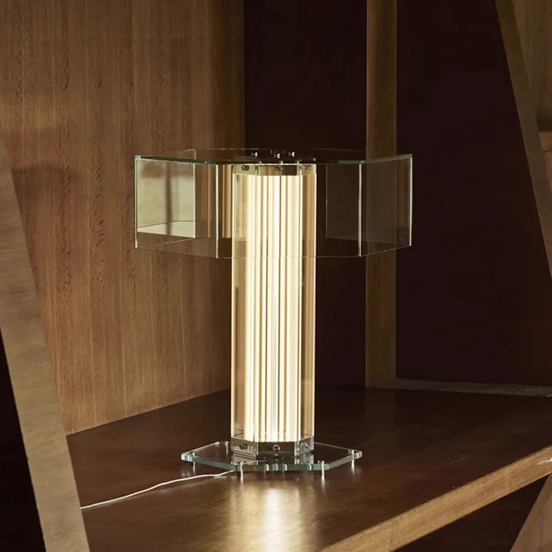 

Glass table lamp Nordic designer high-end hotel villa living room bedside lamp