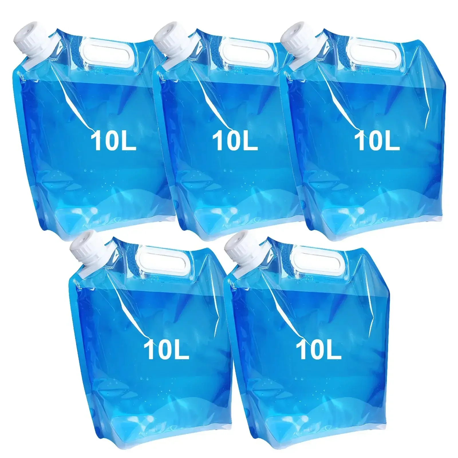 

5pcs 10L Camping Water Bag Portable Folding Water Bucket Large Water Container Outdoor Travel Collapsible Pouch Can Camping Part