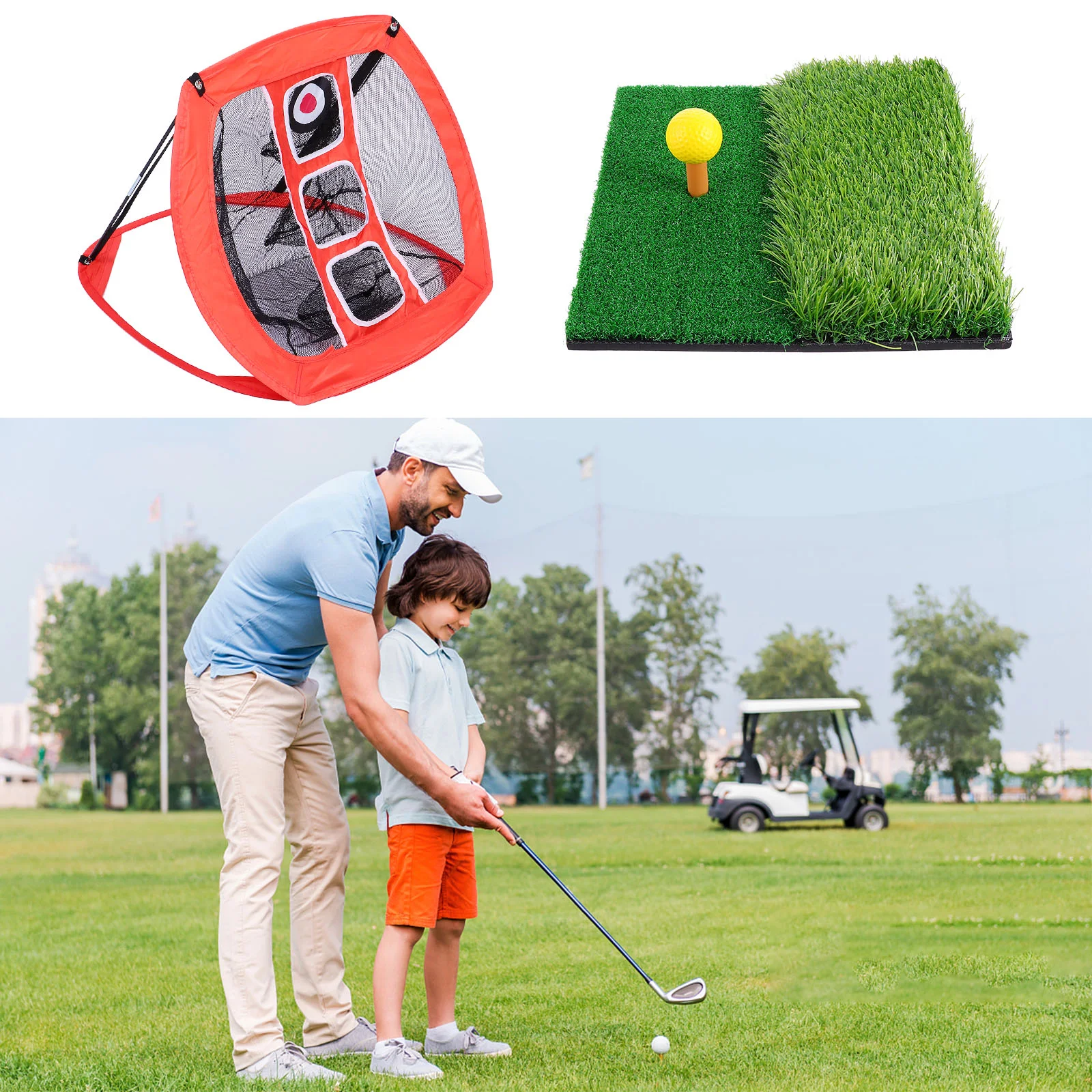 Golf Practice Set Training Net Sports Nylon Outdoor Square Aids Mat Mats Indoor