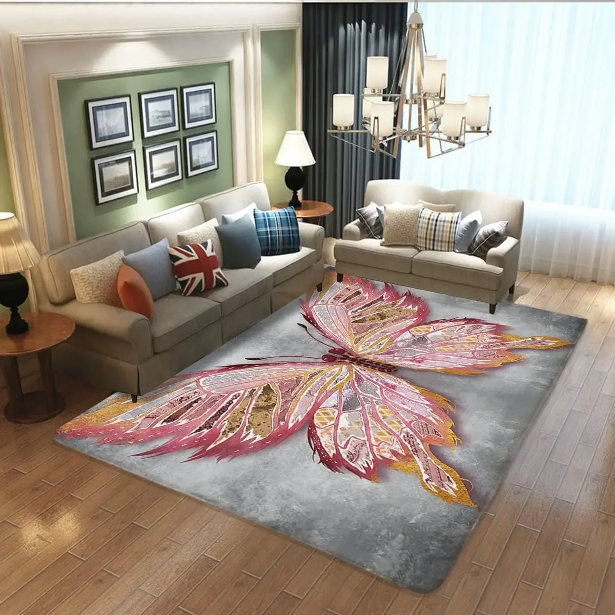 Butterfly Sunflower on Wooden Board Pattern Non Slip Mat Area Rug Floor Mat Carpet for Kitchen Bedroom Living Room Decor