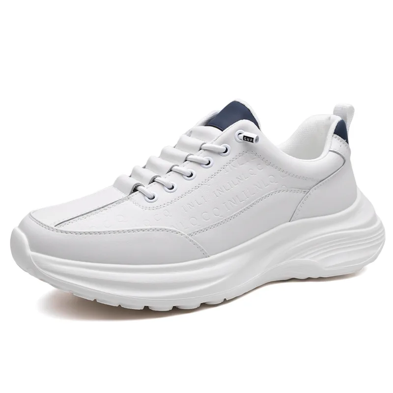 

Black White Leather Sneakers for Men Spring Autumn New Designer Sports Running Shoes Male Fashion Antiskid Casual Shoes Man