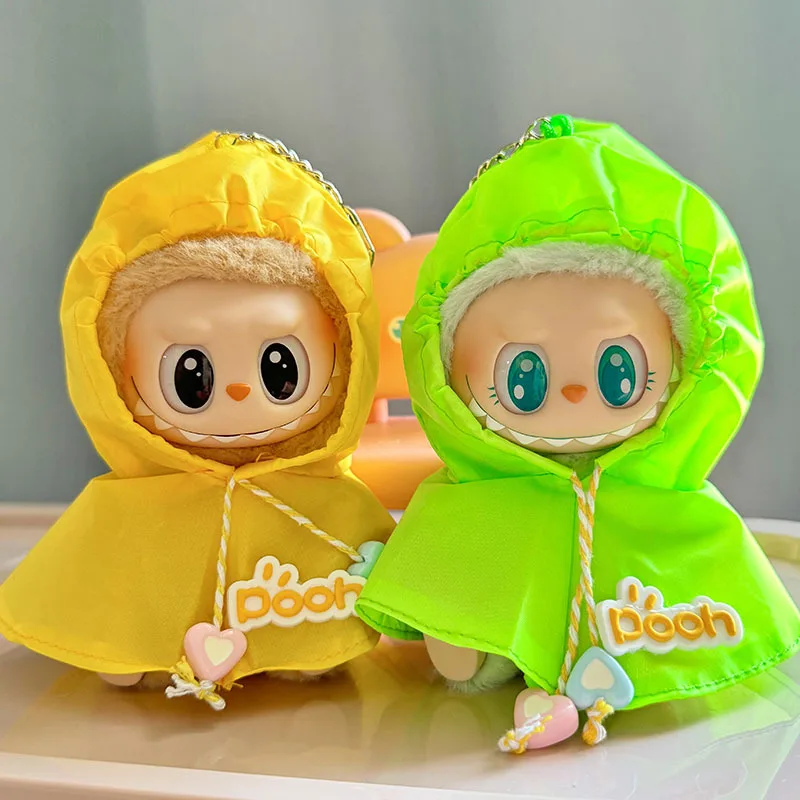 17cm Plush Doll's Clothes The Monster Labubu Outfit Accessories Clothing DIY Kids Gift Cute Raincoat Yellow GreenYE26L