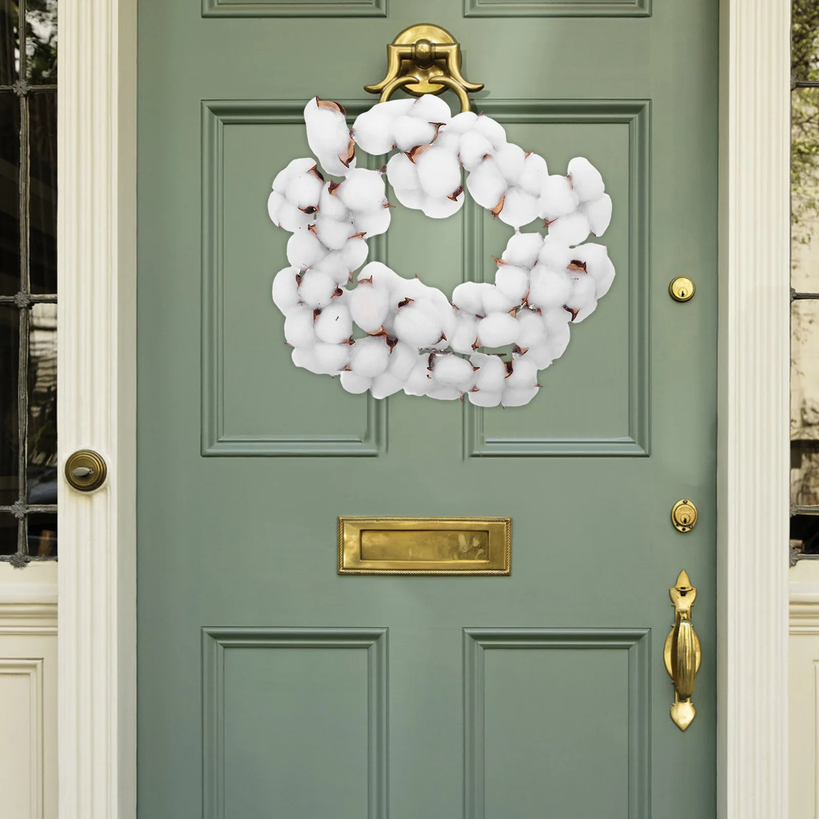 

1pc Cotton Wreath Vintage Farmhouse Garland Christmas Door Decor for Home Office Front Door Decoration