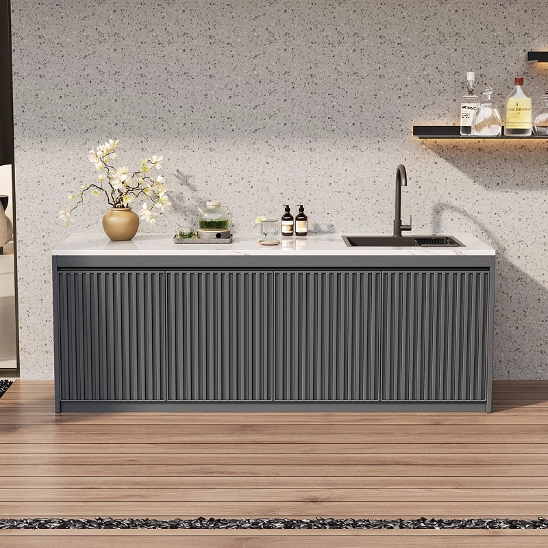 

Outdoor wash basin courtyard rock slab sink integrated cabinet outdoor pool basin garden console aluminum alloy locker