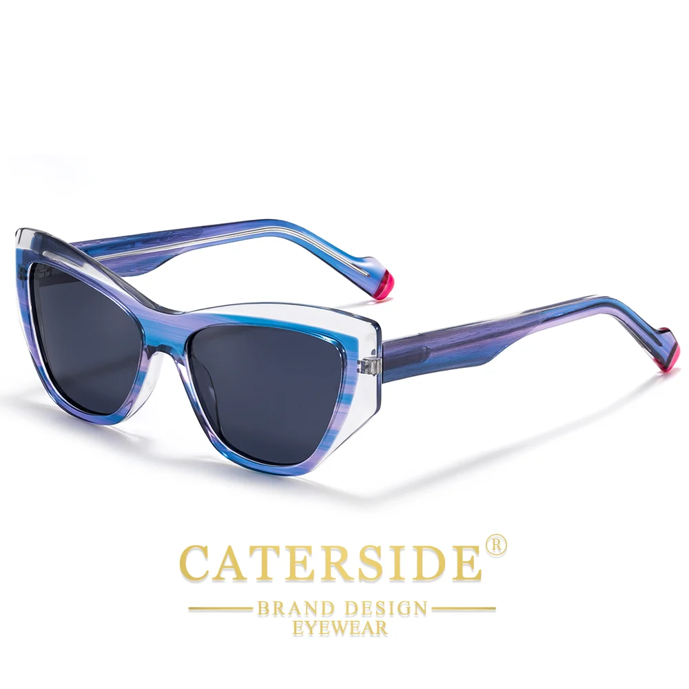 CATERSIDE Frauen Stil Sonnenbrille Acetat Cat Eye Rahmen Farbe-Blocking Design Suneyewear Männer Mode Luxus Fahren Gläser UV400 – Detail 7