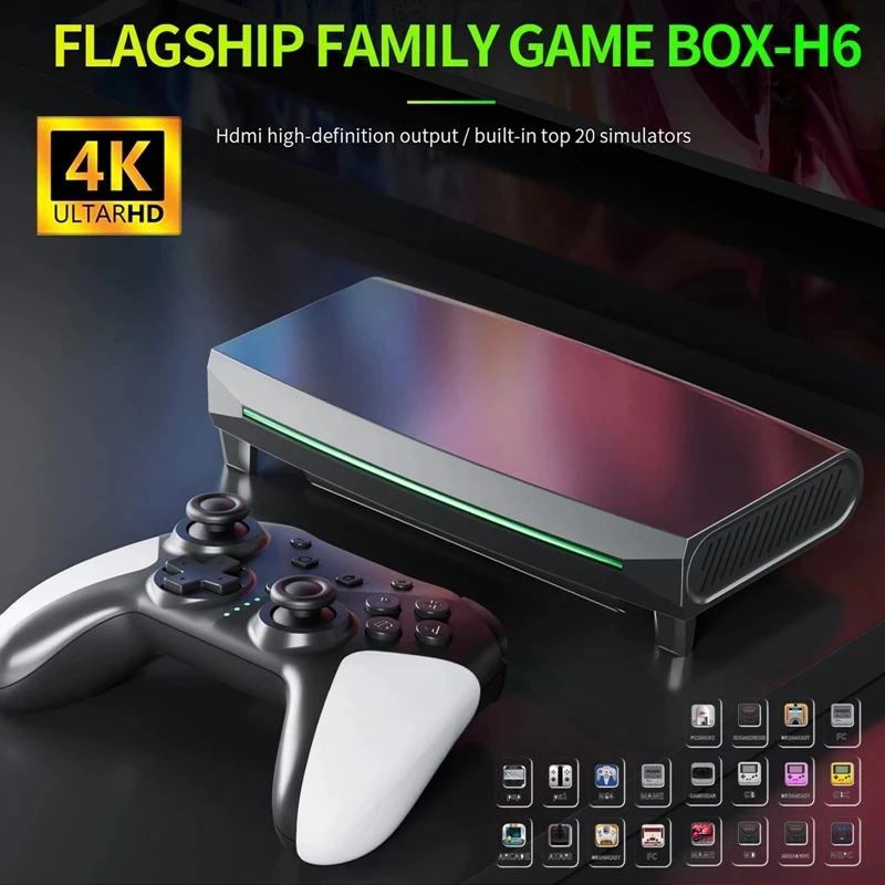 New H6 4K 2.4G Wireless Game Box With Controller 128GB 20000 PS1 PSP Retro Video Games Console HD TV Gaming Player GameBox Gifts