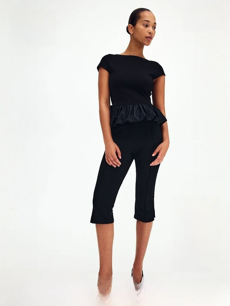 

H&M Новые женские укороченные брюки-капри на весну 2026 года, повседневные, с завышенной талией, из полиэстера, облегающие, модные