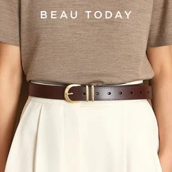 BEAUTODAY Retro Belt Women Cow Leather Horseshoe Buckle Ladies Cowhide Waistband Fashion Ladies Accessory Handmade A91005