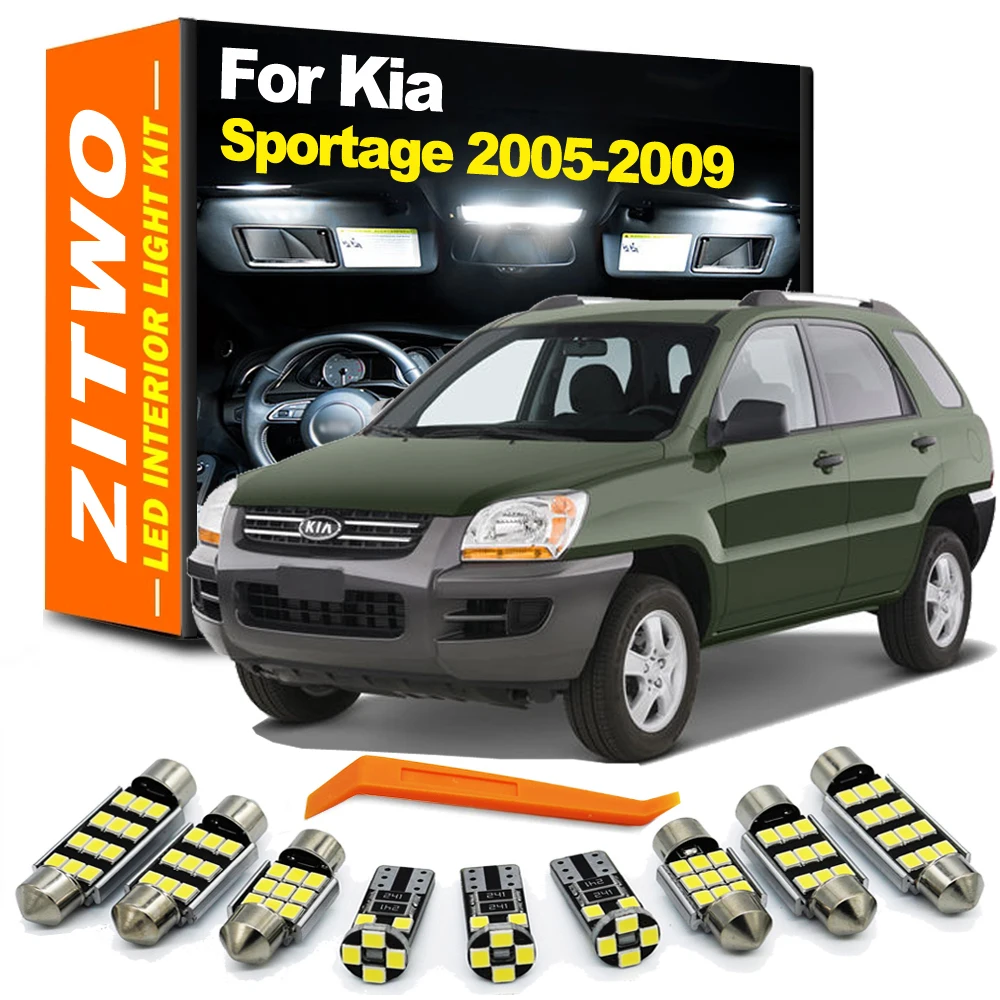 ZITWO 12Pcs LED Interior Light License Plate Lamp Kit For Kia Sportage 2 MK2 JE 2005 2006 2007 2008 2009 2010 Door Trunk Bulb