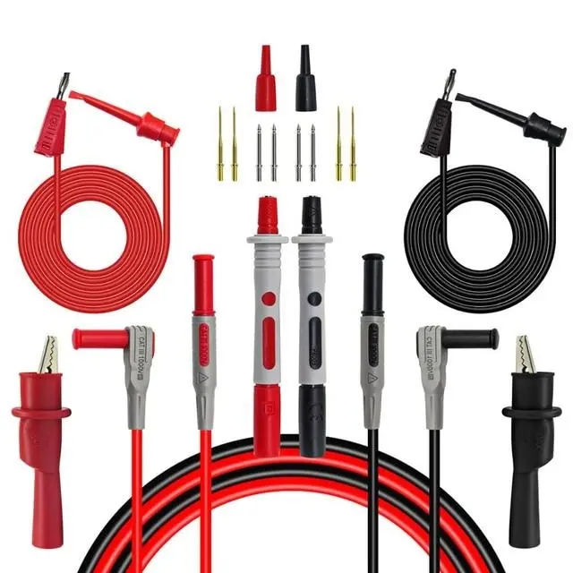 P1308B 18PCS Test Lead Kit 4MM Banaanstekker Om Haak Kabel Vervangbare Multimeter Sonde Test Draad Sonde alligator Clip
