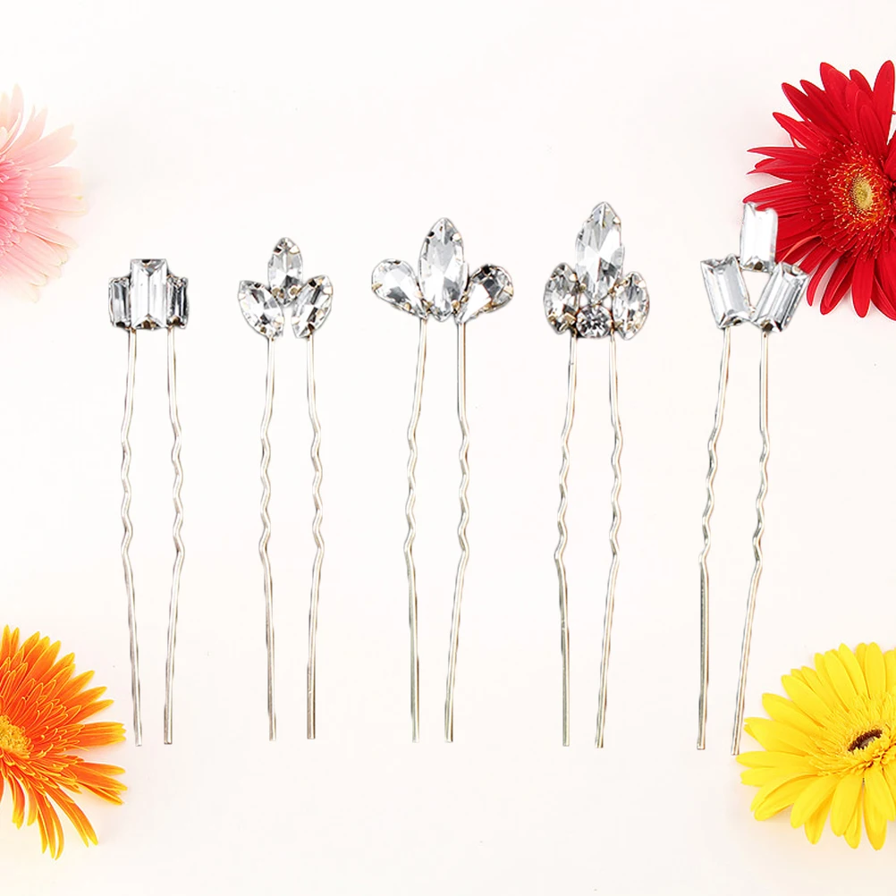 

5PCS Crystal Hairpin Set Rhinestone Hair Accessories Vintage Pearl Clip Elegant Chopsticks for Women Girls Wedding Party