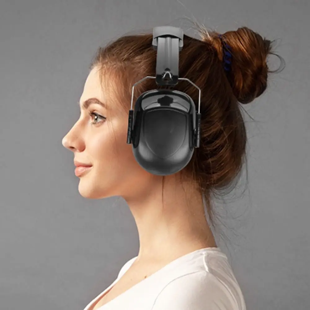 SNR-34dB Adjustable Head Earmuffs Noise Reduction Foldable Ear Defenders Hearing Protection Safety Anti-Noise Earmuffs
