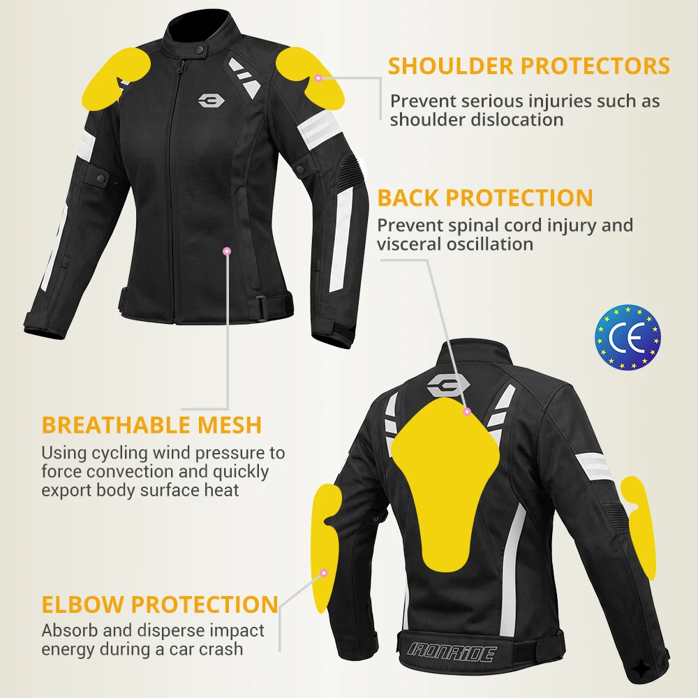 Women Motorcycle Jackets Breathable Motorbike Riding Jacket Anti-Fall Wear-Resistant Motocross Clothing With Protective Gear
