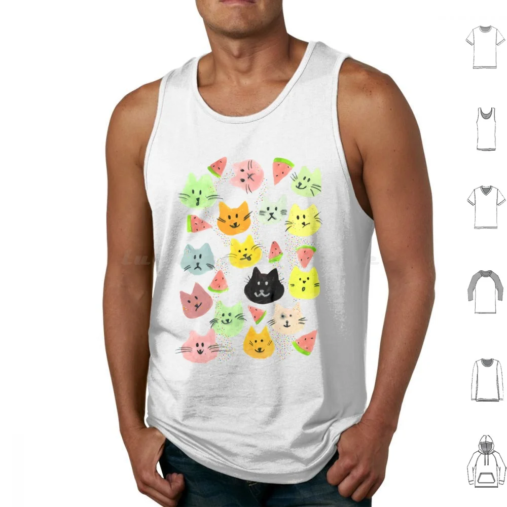 Kitty Melon Party Tank Tops Vest Sleeveless Kittens Kitty Kitty Melon Party Party Cats Cat Kitten Kitties Meow Pussycat Pussy