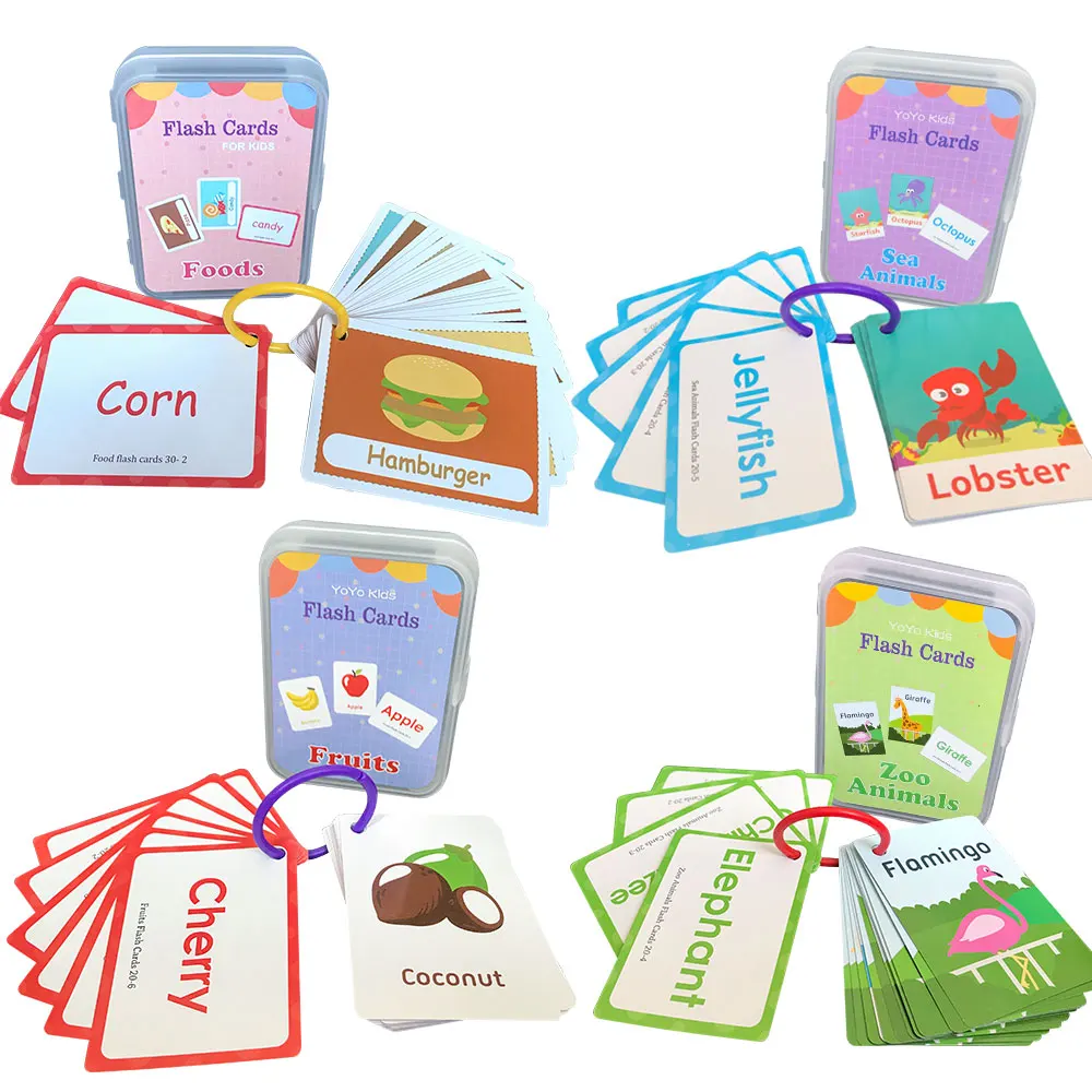 Learning Flashcards ABC Numbers Fruit Animal Body Educational Toys Classroom Aids Montessori Autism English Words Card for Kids