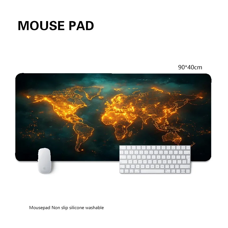 Podkładka pod mysz z mapą świata, podkładka pod mysz do laptopa, podkładka pod klawiaturę, męska, w stylu retro, do biura, duża podkładka na biurko, do domu, personalizowana, do gier, praktyczna, 90x40 cm, akcesoria. — zdjęcie produktu 4