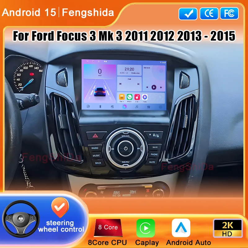 Android Auto For Ford Focus 3 Mk 3 2011 2012 2013 2014 2015-2019 Multimedia Video Player GPS Navigation Car Radio Head Unit DVD