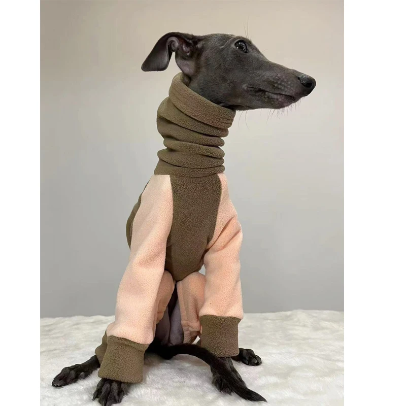 Whippet, Italian Greyhound Clothing Fleece Pajamas Color Block Jumpsuit Jumpsuit Winter Warm Medium Dog Clothes