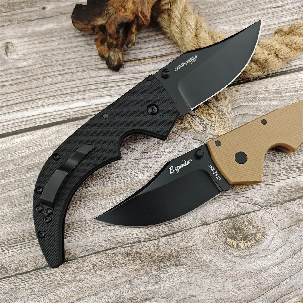 Cold 62 NGMVB Medium Espada Folding Knife Black 440C Plain Blade Nylon Fiber Handles Pocket Knife Tactical Knife EDC Multitool