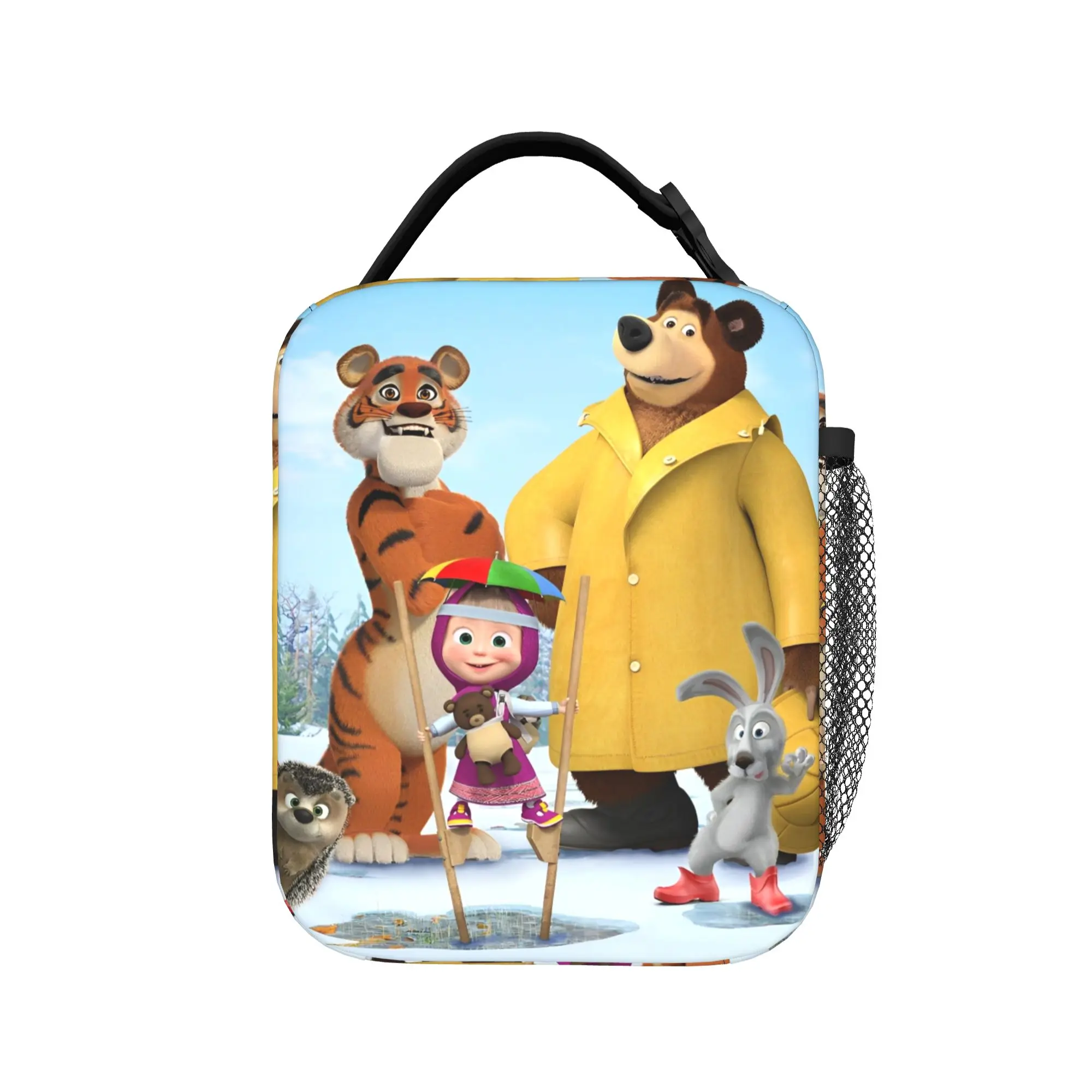 Springtime Cartoon Cute M-Masha And Bear Insulated Lunch Bags Large Reusable Thermal Bag Lunch Box Tote Beach  Outdoor Food Bag