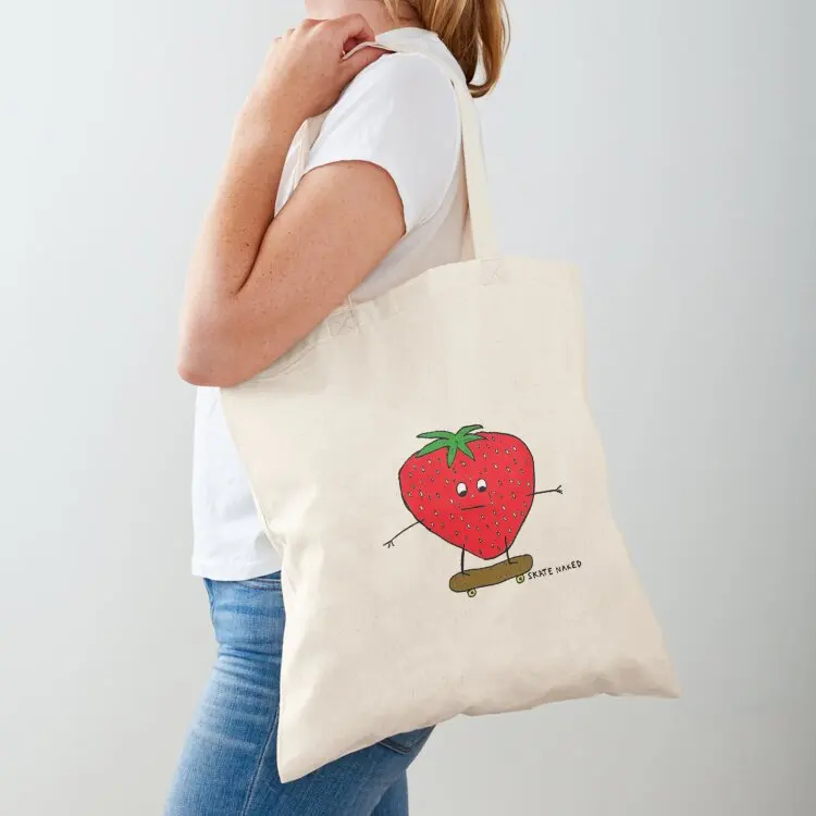Skate Naked. Strawberries are always naked Tote Bag custom canvas bag shopper bags Customizable tote bag