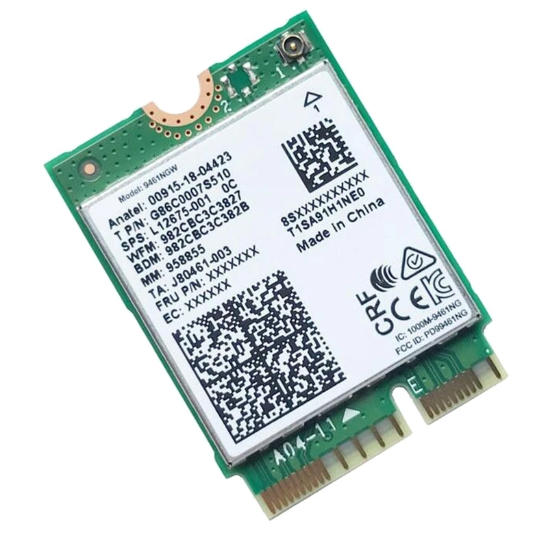 Tarjeta WiFi para Intel 9461NGW, adaptador inalámbrico de doble banda, CA 9461, 2,4G/5G, 802.11AC, M2 Key E, CNVI, Bluetooth 5,0