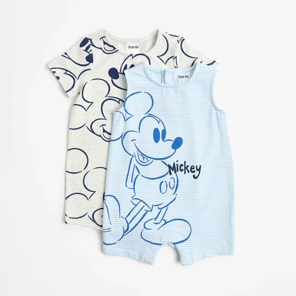 2Pcs Disney Mickey Mouse Baby Rompers Summer Cotton Infant Girl Jumpsuits Cute Newborn Clothes