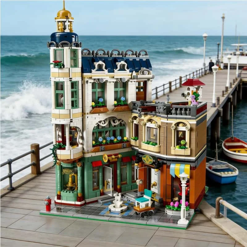

2026 New modular building European shopping district urban architecture creative brick mold toy adult gift