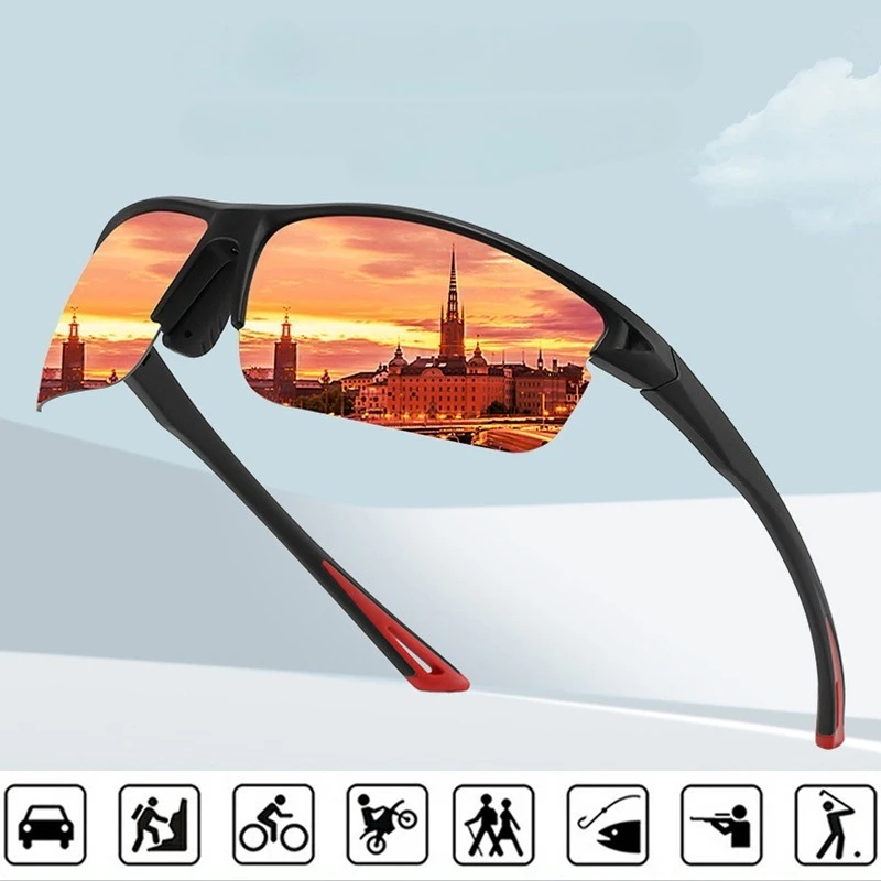 

Mens Polarized Sunglasses Designer New Glasses Half Frame Outdoor Sport Shades Cycling Square Frame Sunglasses UV Protection