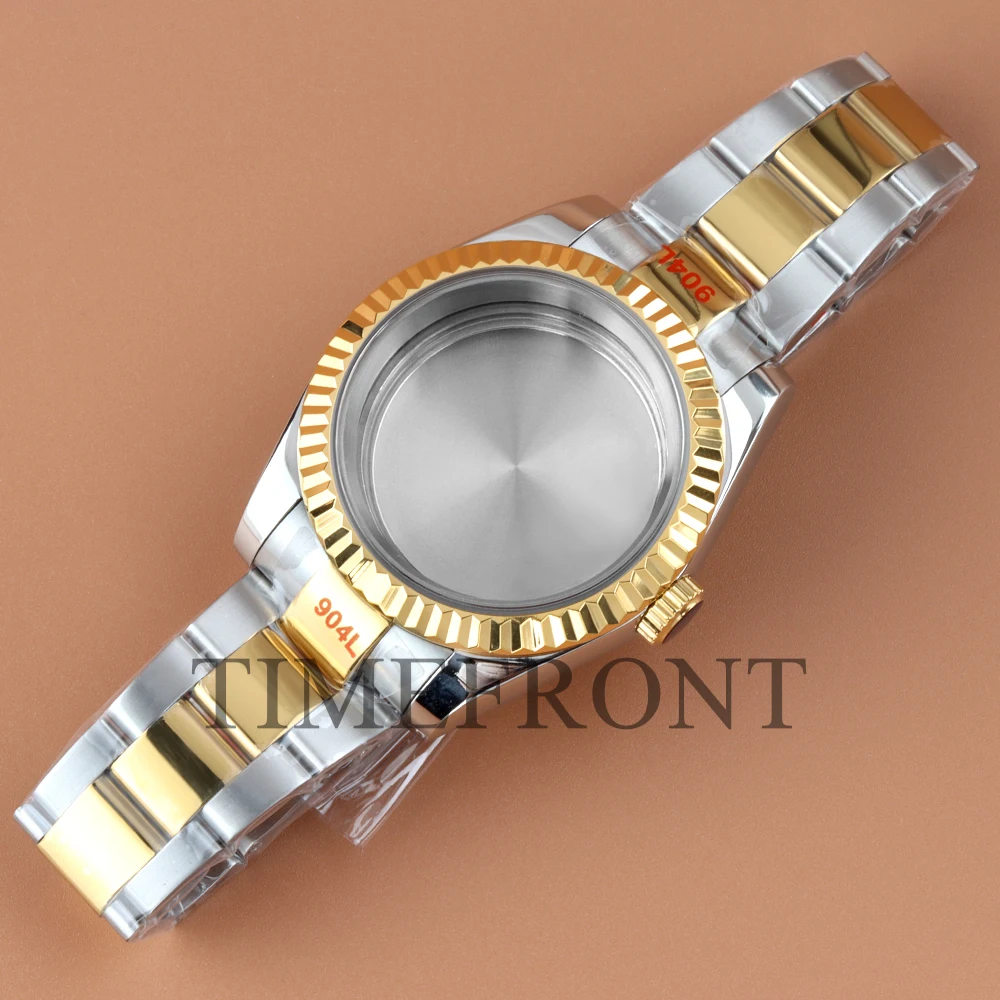 Roségoldenes 36/39 mm großes NH35-Uhrengehäuse für DATEJUST Seiko NH35 NH36-Uhrwerk, 28,5 mm Zifferblatt, wasserdichtes Jubilee-/Oyster-Armband aus 316L-Stahl – Detail 7
