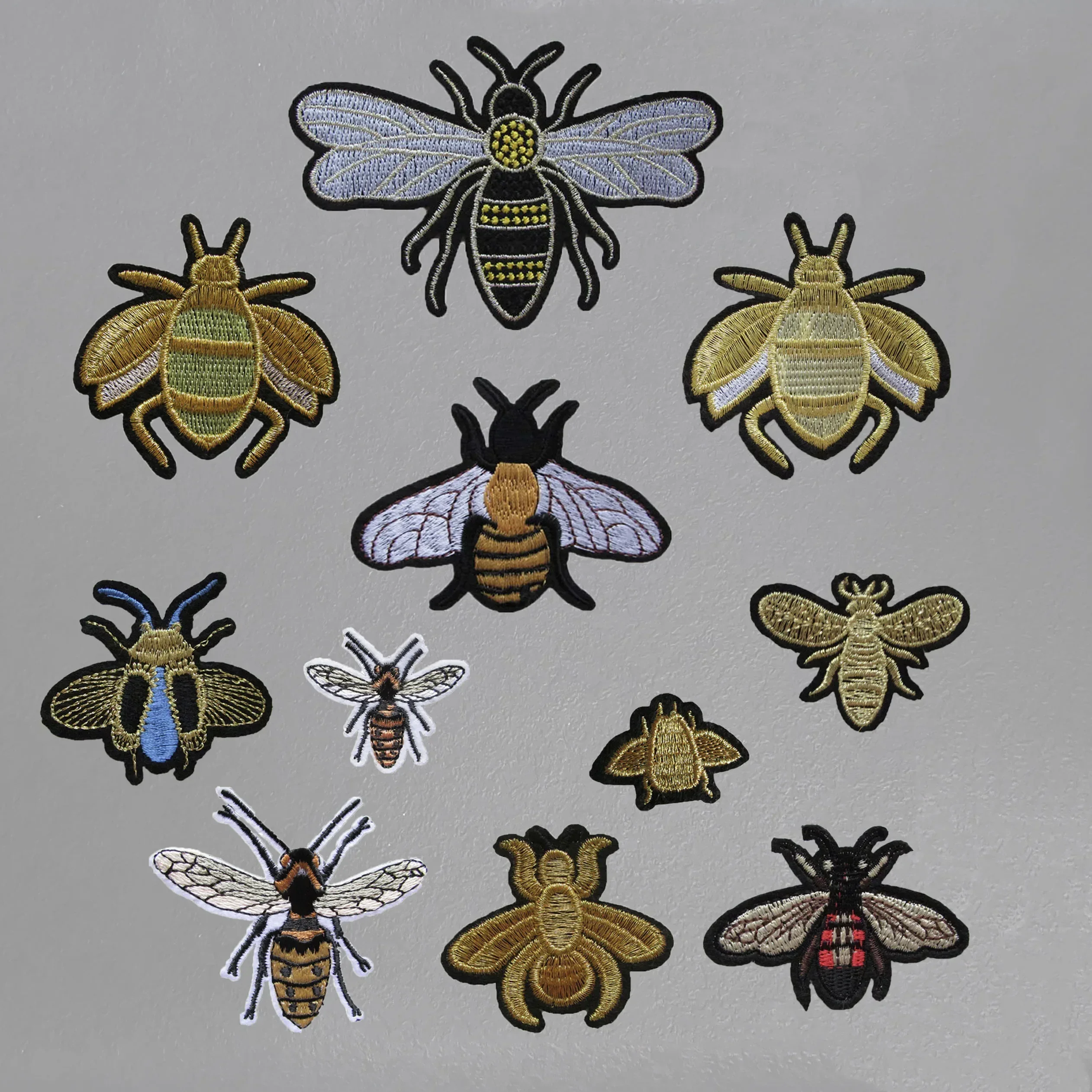 Hot sale Mix Style Bee ,Honey Stripes Patches Embroidery Iron On Patch Decoration Accessories insect thermo-stickers for clothes