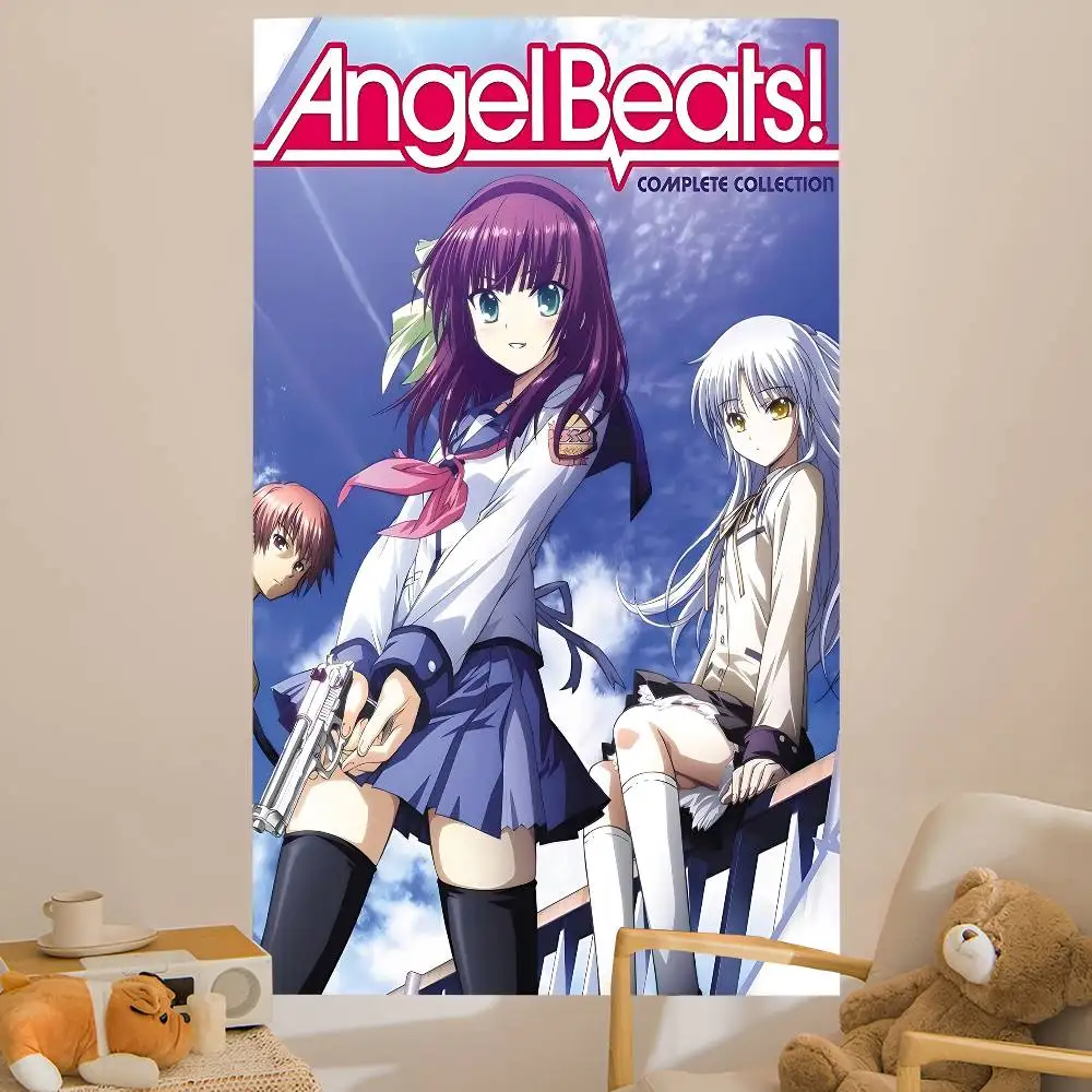 Angel Beats CARTOON Anime Tapestry Hippie Flower Wall Carpets Dorm Decor Wall Hanging Home Decor