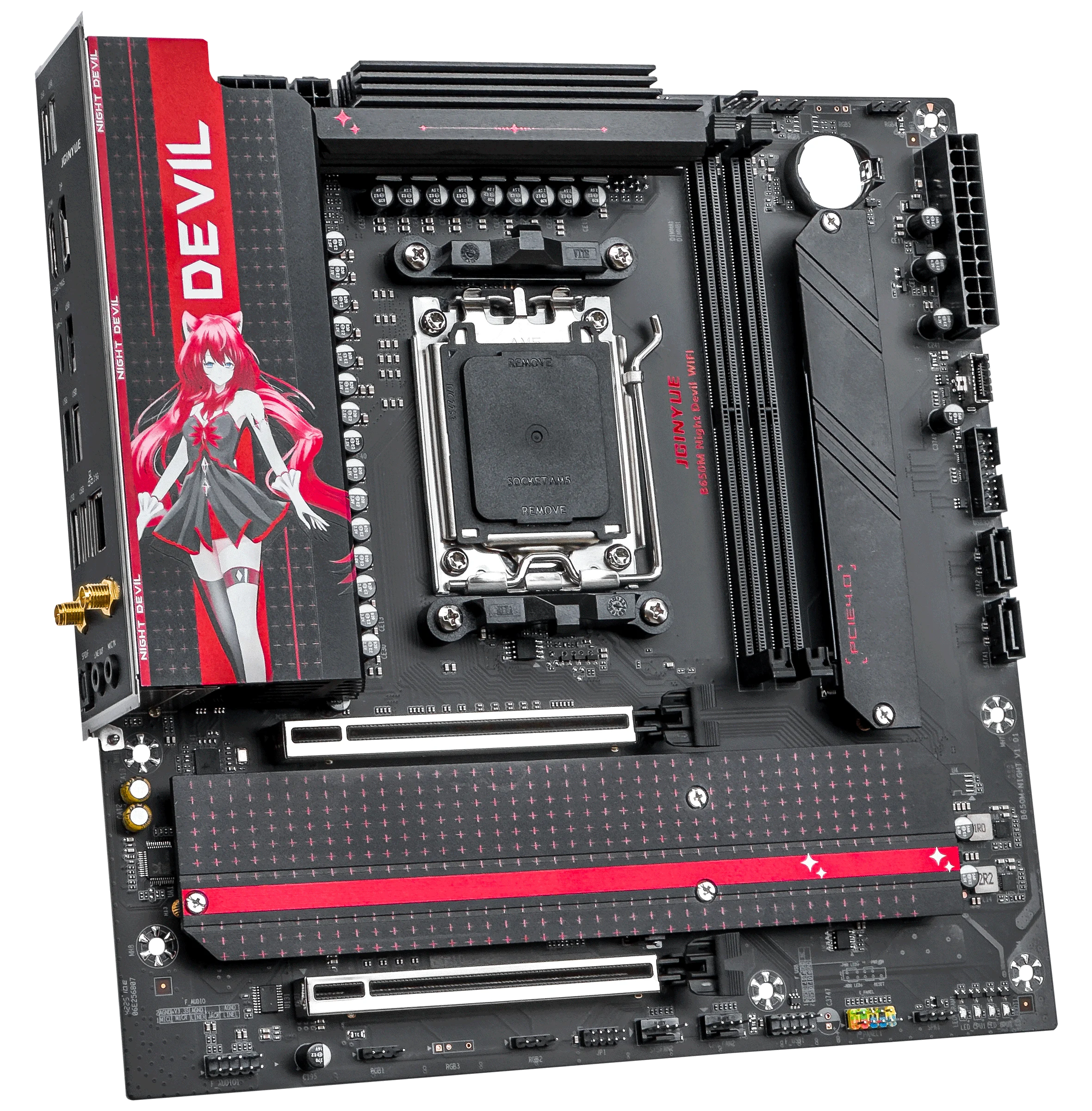 JGINYUE B650M Night Devil WiFi DDR5 Motherboard Supports AM5 Ryzen 7000/8000/9000 Series Processors for Desktop Application