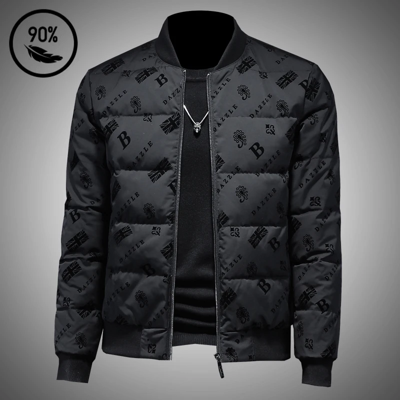 

Thiened Men's down Jaet Faionable ort Quilted White Du Feather Warm Outerwear Polyester Fabric Urban Sle