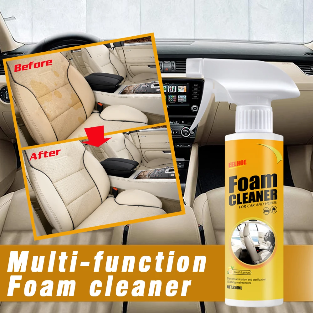 3PC Multifunctional Foam Cleaner Leather Seat Cleaner Leather Seat Foam Cleaner Car Interior Stain Remover Spray FoamMaintenance