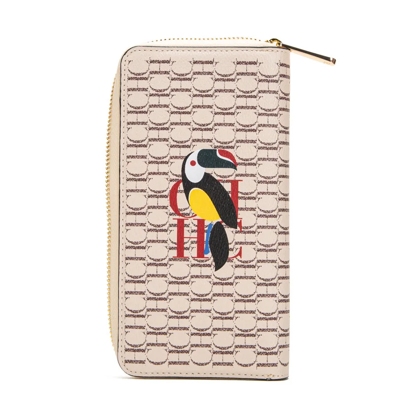 Unique Parrot Pattern Wallet Key Bag with Letter Print Retro Classic and Exquisite Versatile Internal Card Bag Divider Bag