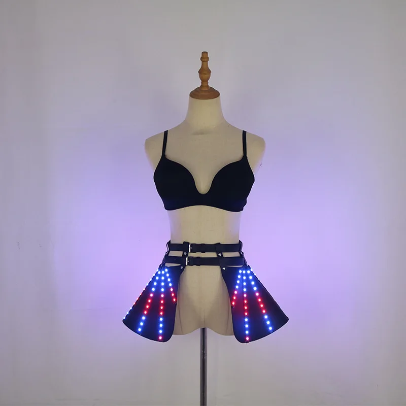 

Punk LED Luminous Skirt Women Nightclub Bar Gogo Dancer Light up Rave Outfit Festival Stage Wear 2025 Halloween Cosplay Anime