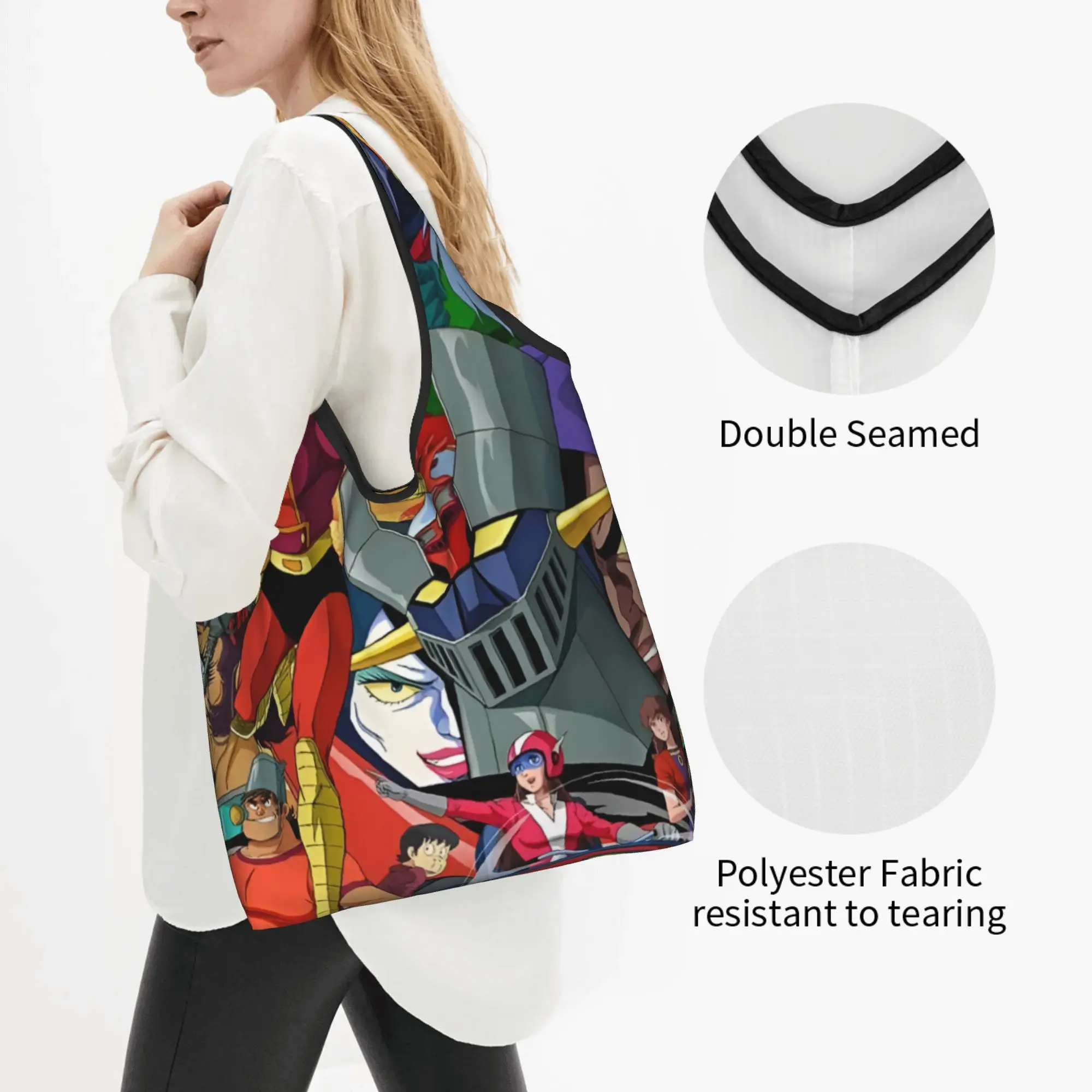 Fashion Printed Comic G-Grendizeres Manga Tote Shopping Bag Portable Shoulder Shopper Hot Handbag